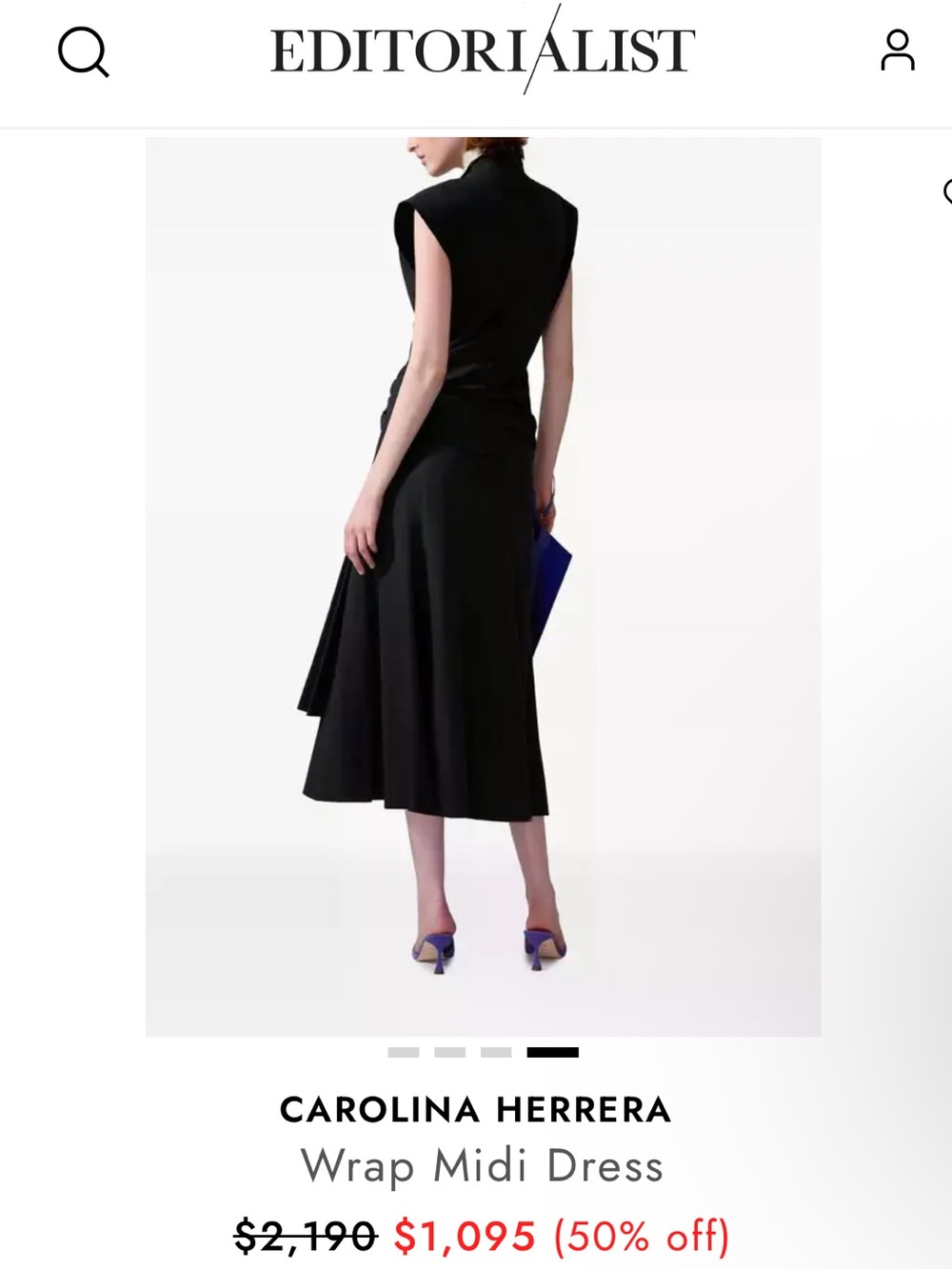 Carolina Herrera Black Wrap Style Midi Dress - Picture 6 of 11